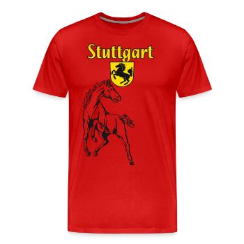 Stuttgart - Männer Premium Bio T-Shirt - Rot - Vorne - Damien (186cm)