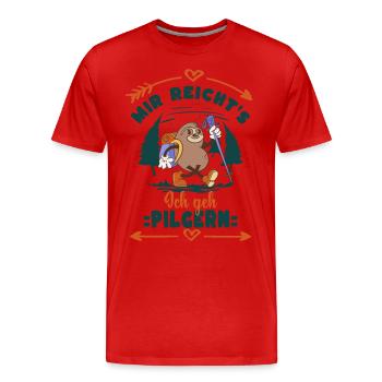 Jakobsweg - PILGERN - Faultier - Männer Premium Bio T-Shirt - Rot - Vorne - Damien (186cm)