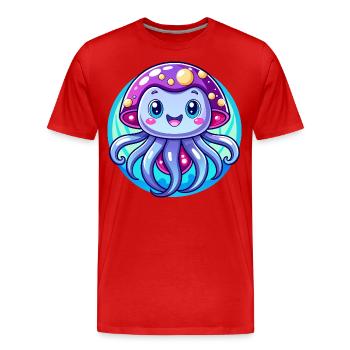 Méduse mignonne - T-shirt bio Premium Homme - rouge - Devant - Damien (186cm)