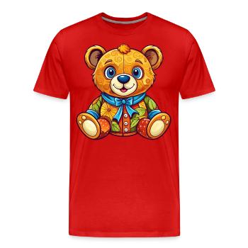 Bunter Teddy - Männer Premium Bio T-Shirt - Rot - Vorne - Damien (186cm)