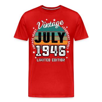 Retro 79 Jahre alt Vintage Juli 1946 79. Geburtstag - Männer Premium Bio T-Shirt - Rot - Vorne - Damien (186cm)