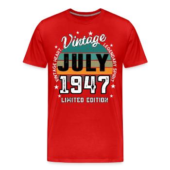 Retro 78 Jahre alt Jahrgang JULI 1947 78. Geburtstag - Männer Premium Bio T-Shirt - Rot - Vorne - Damien (186cm)
