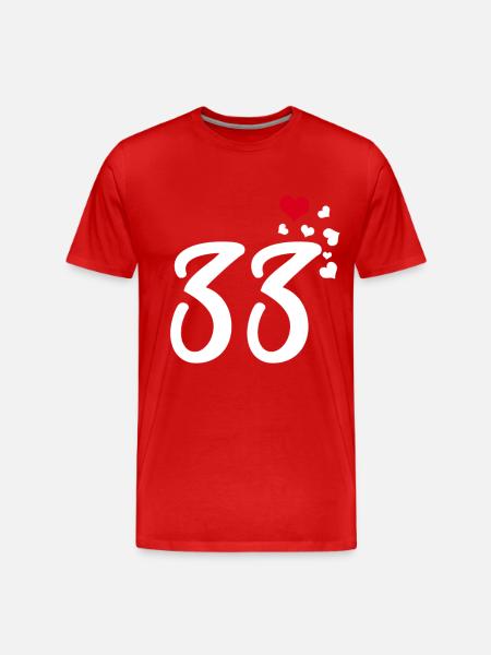 33 Hearts 33e anniversaire - T-shirt bio Premium Homme - rouge