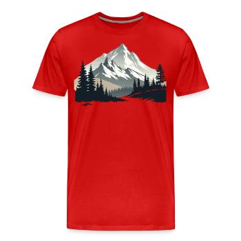 The Alps Mountains in Forest Nature - Men's Premium Organic T-Shirt - red - Front - Damien (186cm)