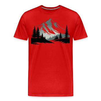 The Alps Mountains in Forest Nature - Men's Premium Organic T-Shirt - red - Front - Damien (186cm)