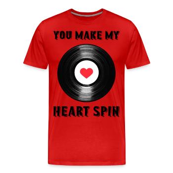 Record / Vinyl - Men's Premium Organic T-Shirt - red - Front - Damien (186cm)
