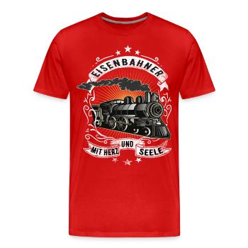 Eisenbahn Eisenbahner - Männer Premium Bio T-Shirt - Rot - Vorne - Damien (186cm)