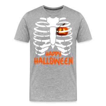 Fröhliches Halloween - Männer Premium Bio T-Shirt - Grau meliert - Vorne - Damien (186cm)