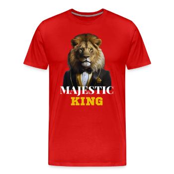 Löwe im Anzug- The Majestic King - Männer Premium Bio T-Shirt - Rot - Vorne - Damien (186cm)