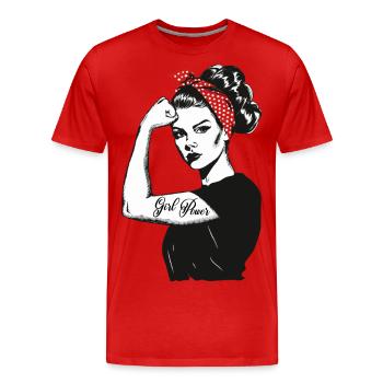 Girl Power Girl Power Grl Pwr Woman Girl Retro - Men's Premium Organic T-Shirt - red - Front - Damien (186cm)