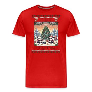 Merry Christmas Panda Scene - Männer Premium Bio T-Shirt - Rot - Vorne - Damien (186cm)
