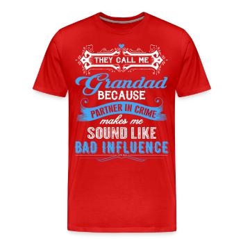 They Call Me Grandad Partner In Crime Funny - Men's Premium Organic T-Shirt - red - Front - Damien (186cm)