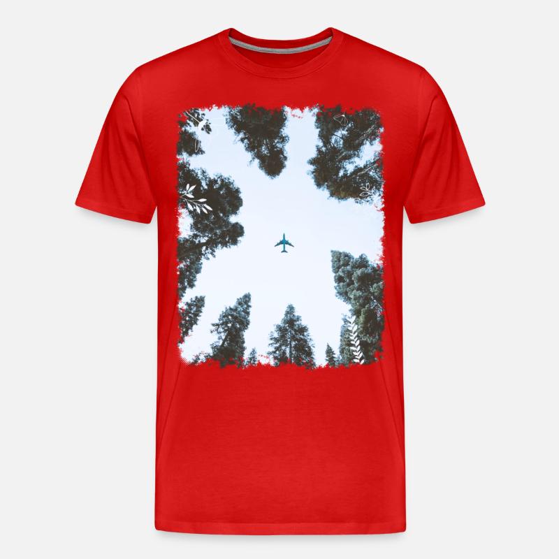 Wald & Flugzeug - Männer Premium Bio T-Shirt - Rot