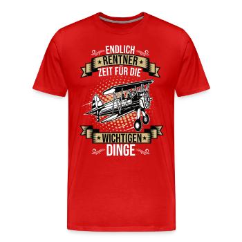 Endlich Rentner Modellflugzeug Modellflug Flug - Männer Premium Bio T-Shirt - Rot - Vorne - Damien (186cm)