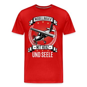 Modellbauer mit Herz und Seele Modellflugzeug - Männer Premium Bio T-Shirt - Rot - Vorne - Damien (186cm)
