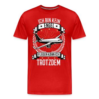 Ich bin kein Engel Flugzeug Flug Pilot Piloten - Männer Premium Bio T-Shirt - Rot - Vorne - Damien (186cm)