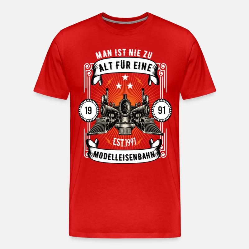 Modellbahn Eisenbahn Modelleisenbahn Modellbauer - Männer Premium Bio T-Shirt - Rot