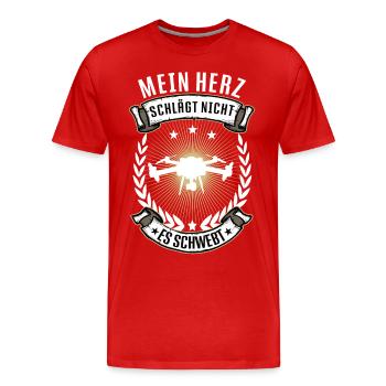 Mein Herz schlägt nicht Drohne Drone Quadcopter - Männer Premium Bio T-Shirt - Rot - Vorne - Damien (186cm)