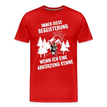 Immer diese Begeisterung Wandern - Männer Premium Bio T-Shirt - Rot - Vorne - Damien (186cm)