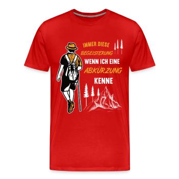 Immer diese Begeisterung Wandern Wanderer Berge - Männer Premium Bio T-Shirt - Rot - Vorne - Damien (186cm)