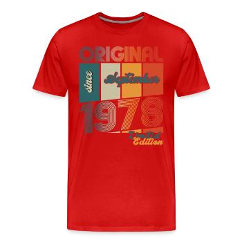 45e anniversaire Original Septembre Année 1978 - T-shirt bio Premium Homme - rouge - Devant - Damien (186cm)