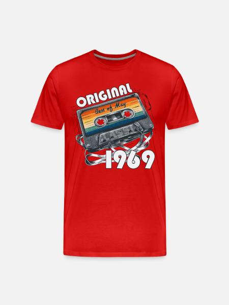 Cassette May 1969 Vintage 1969 Birthday 1969 - Men's Premium Organic T-Shirt - red