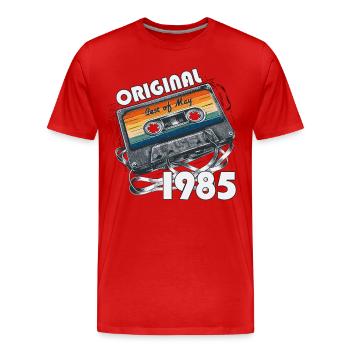 Kassette Mai 1985 Jahrgang 1985 Geburtstag 1985 - Männer Premium Bio T-Shirt - Rot - Vorne - Damien (186cm)