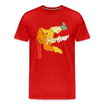 free running - Men's Premium Organic T-Shirt - red - Front - Damien (186cm)