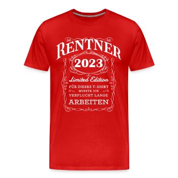 Rentner 2023 ein lustiger Spruch - Männer Premium Bio T-Shirt - Rot - Vorne - Damien (186cm)