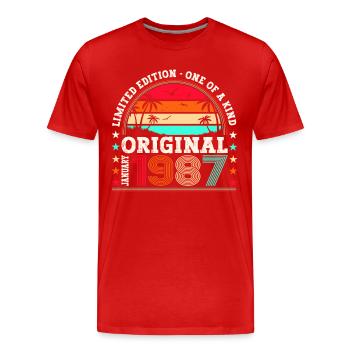 Né 1987 Janvier 36th anniversaire Homme cadeau - T-shirt bio Premium Homme - rouge - Devant - Damien (186cm)