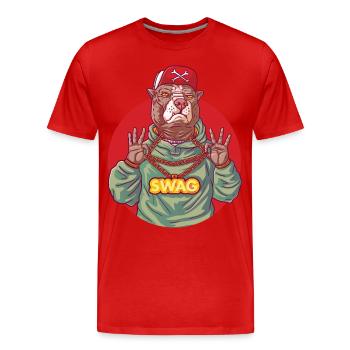 Gangster Pitbull mit Swag - Männer Premium Bio T-Shirt - Rot - Vorne - Damien (186cm)