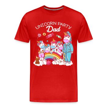 Cadeau d'anniversaire Licorne fête Père papa papa - T-shirt bio Premium Homme - rouge - Devant - Damien (186cm)