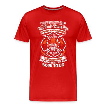 Né pour pompier pompier pompier - T-shirt bio Premium Homme - rouge - Devant - Damien (186cm)