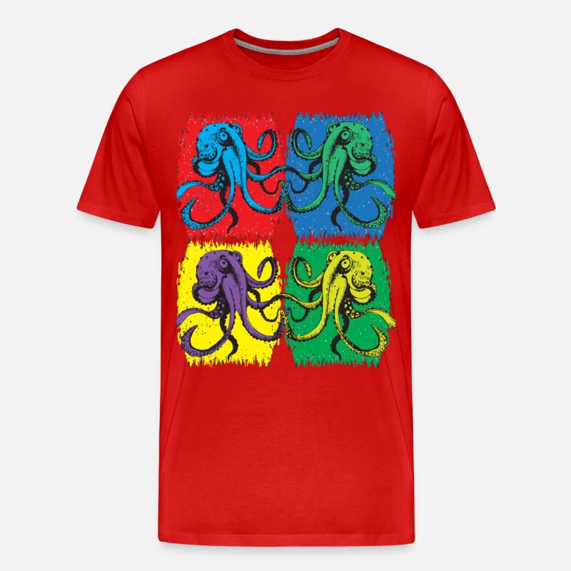 Octopus Pop Art - Männer Premium Bio T-Shirt - Rot