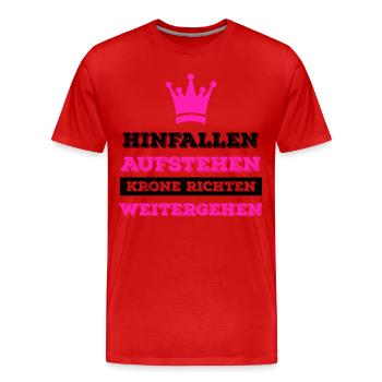 Tomber debout Debout la couronne - T-shirt bio Premium Homme - rouge - Devant - Damien (186cm)