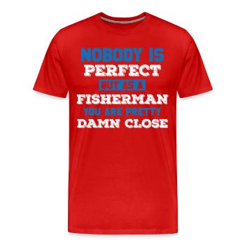 Fischer Angler Fischen Angeln Fisch Geschenkidee - Männer Premium Bio T-Shirt - Rot - Vorne - Damien (186cm)