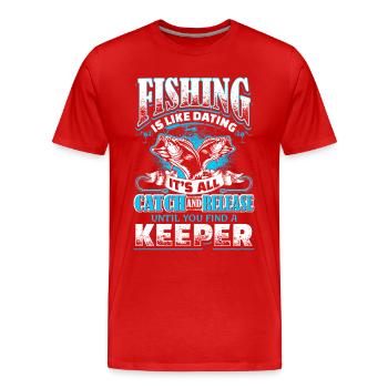 Dating Angler Fischer angeln fischen Geschenk - Männer Premium Bio T-Shirt - Rot - Vorne - Damien (186cm)