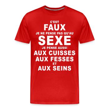 sexe humour - T-shirt bio Premium Homme - rouge - Devant - Damien (186cm)