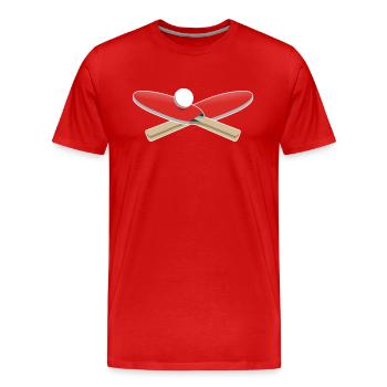 Raquette de tennis de table avec balle de tennis de table - T-shirt bio Premium Homme - rouge - Devant - Damien (186cm)