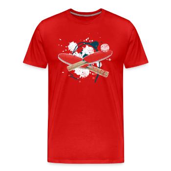 Tischtennisschläger Tischtennisball - Männer Premium Bio T-Shirt - Rot - Vorne - Damien (186cm)