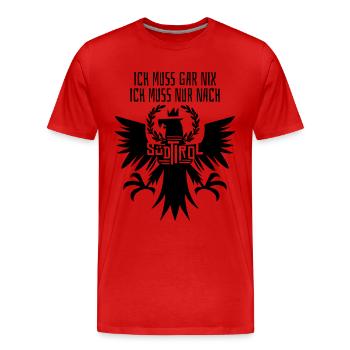 Südtirol Tirol Berge Wandern Urlaub Geschenk - Männer Premium Bio T-Shirt - Rot - Vorne - Damien (186cm)