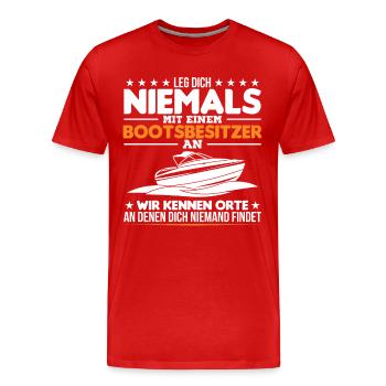 Bootsbesitzer Meer Boot Geschenk - Männer Premium Bio T-Shirt - Rot - Vorne - Damien (186cm)