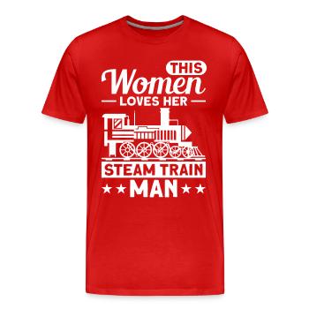 Lokomotive Zug Dampflokomotive Geschenk - Männer Premium Bio T-Shirt - Rot - Vorne - Damien (186cm)