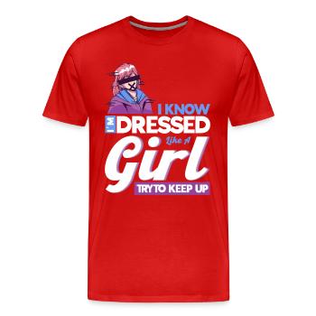 Crossdressing Anime Femboy - Men's Premium Organic T-Shirt - red - Front - Damien (186cm)