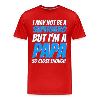 Superhero Father Dad Papa - Men's Premium Organic T-Shirt - red - Front - Damien (186cm)