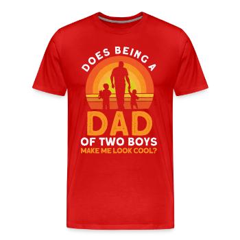 Cool Père Papa Deux Garçons - T-shirt bio Premium Homme - rouge - Devant - Damien (186cm)