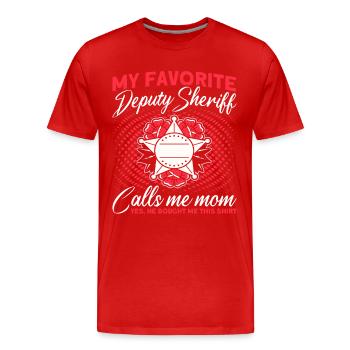 Maman Shérif Adjoint Maman Mère - T-shirt bio Premium Homme - rouge - Devant - Damien (186cm)