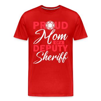 Fière Maman Assistant Shérif Maman Mère - T-shirt bio Premium Homme - rouge - Devant - Damien (186cm)