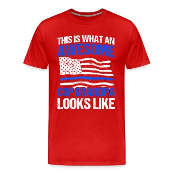 Amerikanisch Polizist Polizei Polizei Großvater - Männer Premium Bio T-Shirt - Rot - Vorne - Damien (186cm)