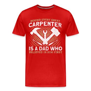 Papa Père Charpentier Père Famille - T-shirt bio Premium Homme - rouge - Devant - Damien (186cm)